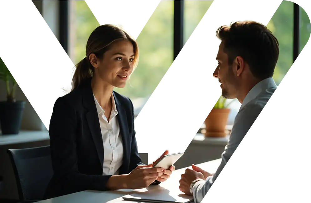 cliente conversando con asesor de Majema Consultores
